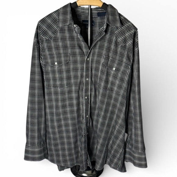 Panhandle Slim Other - Panhandle Slim Western Brown Black and White Plaid Button-Up Shirt w Buttons